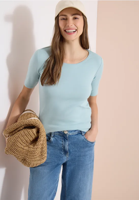Basic T-Shirt mit Rundhals in Unifarbe