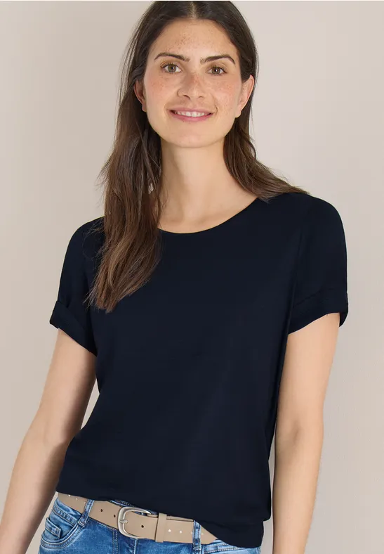 Basic T-Shirt mit Rundhals in Unifarbe