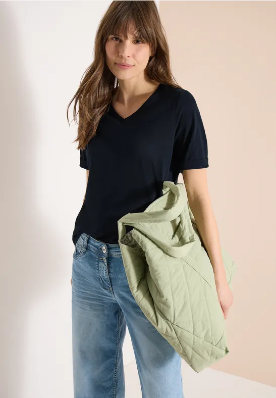 Basic T-Shirt mit Kurzarm und V-Neck