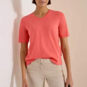 Basic T-Shirt mit Kurzarm und V-Neck