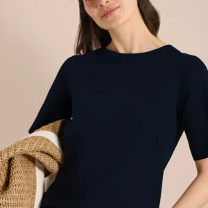 Basic T-Shirt mit U-Boot-Ausschnitt