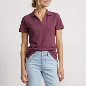 Kurzarm Poloshirt mit Split Neck