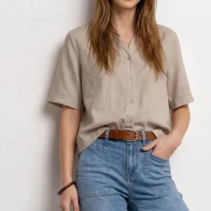 Kurzarm Hemdbluse in Unifarbe