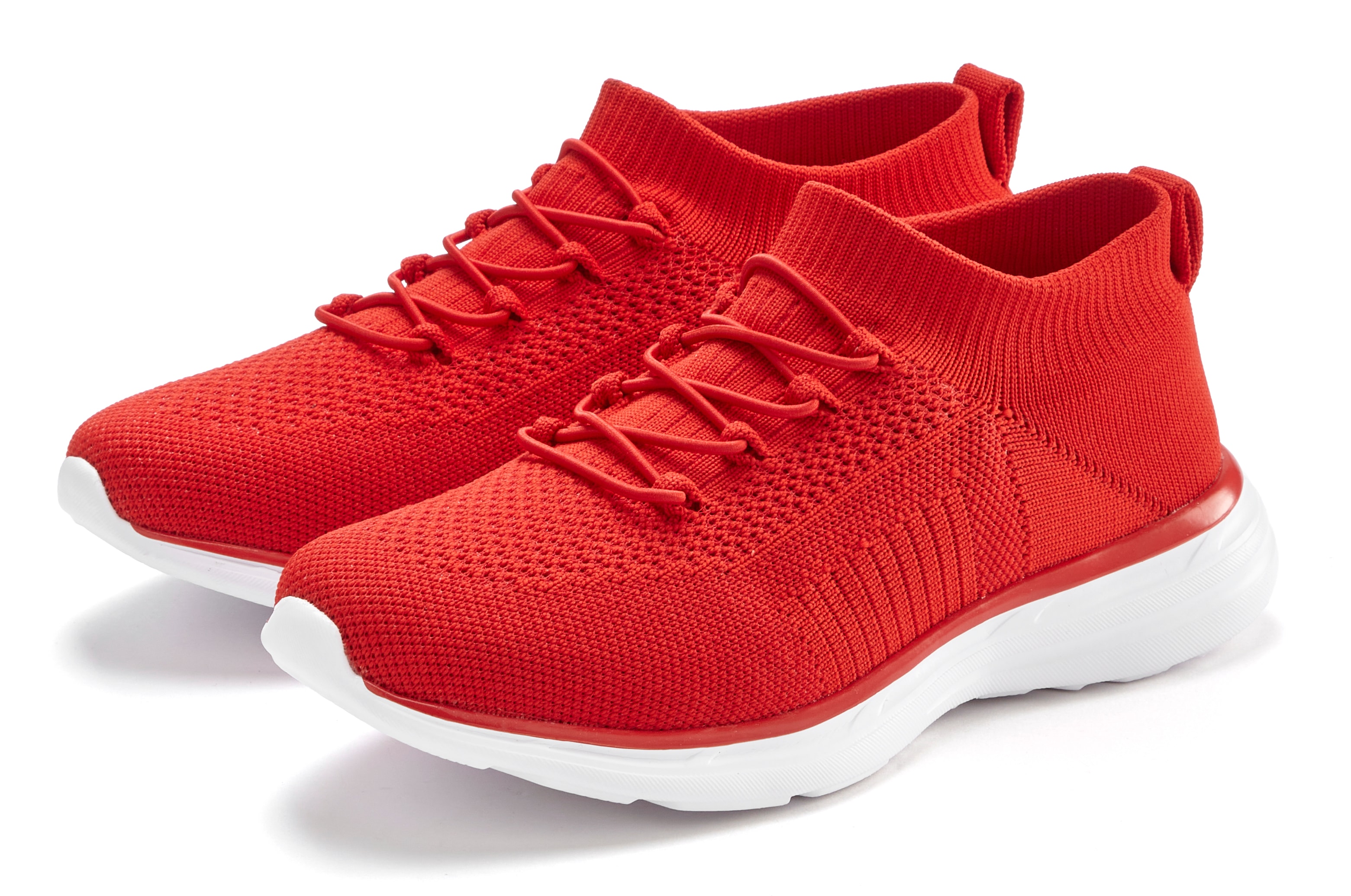 LASCANA Sneaker "Slipper, Halbschuh, Turnschuhe, Slip-On-Sneaker, bequem," zum Reinschlüpfen mit elastischen Schnürbändern ultraleicht VEGAN