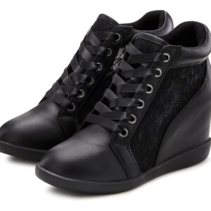 LASCANA Sneaker "Freizeitschuh, Halbschuh, Keilstiefelette, Stiefelette," mit innenliegendem Keilabsatz und eleganten Spitzendetails