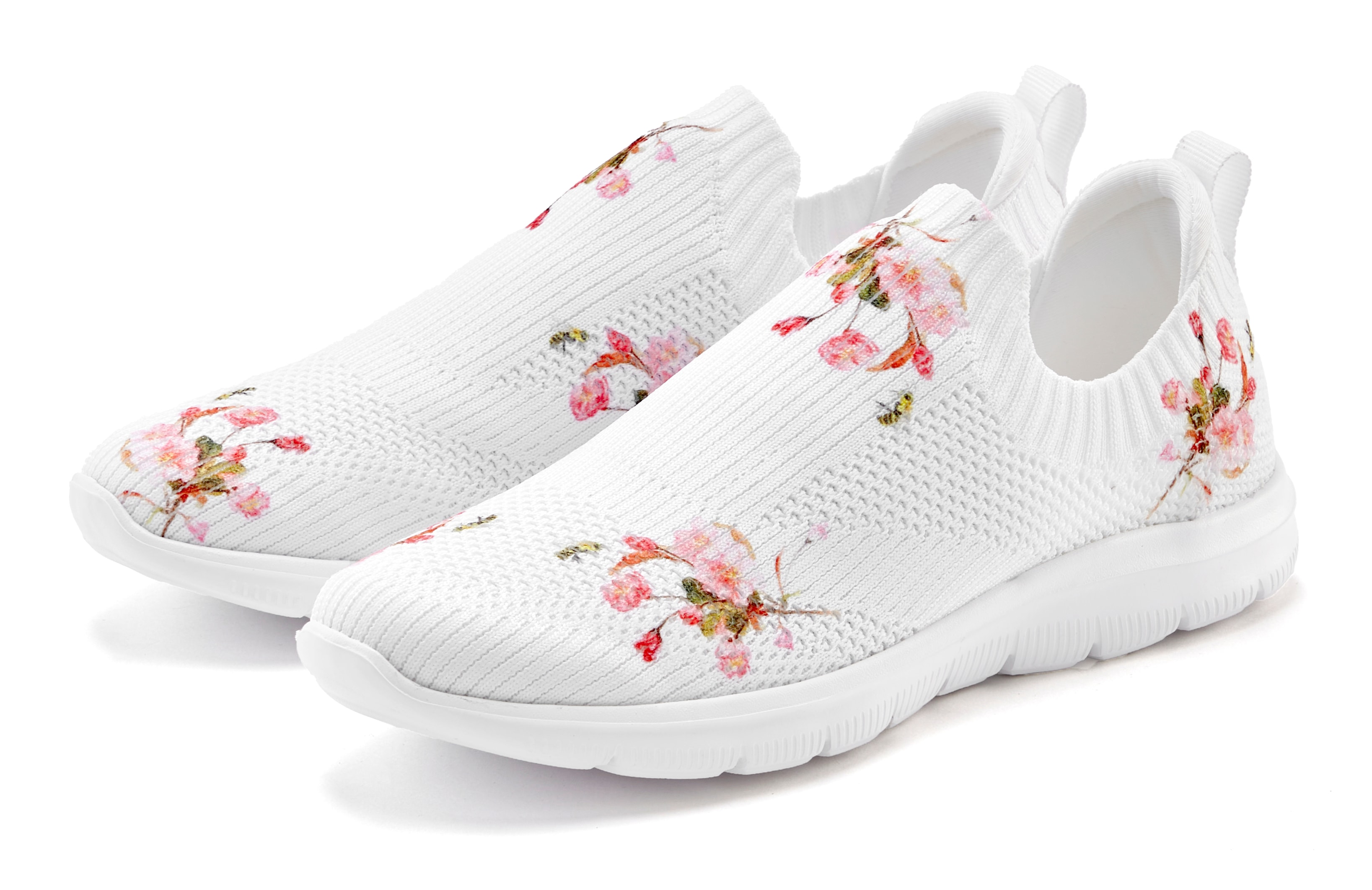 LASCANA Sneaker "Slip-On-Sneaker, Slipper, Textilschuh, Freizeitschuh," zum Reinschlüpfen mit elegant blumigem Muster VEGAN