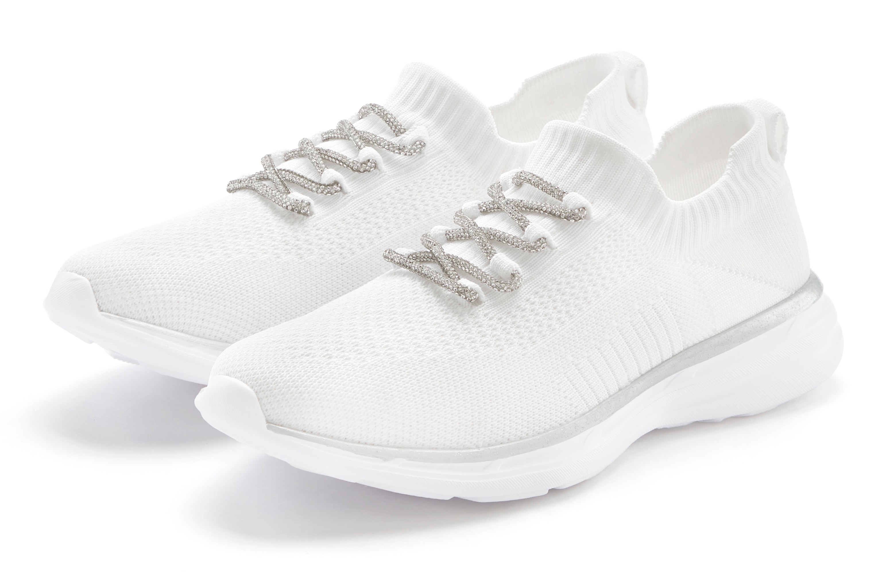 LASCANA Sneaker "Slip-On-Sneaker, Slipper, Freizeitschuh," mit modischer Glitzerschnürung VEGAN