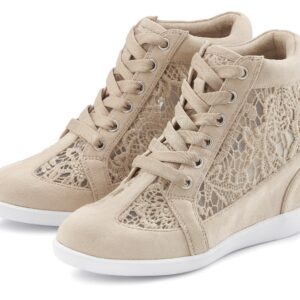 LASCANA Sneaker "Freizeitschuh, Keilstiefelette, Stiefelette," mit innenliegendem Keilabsatz und eleganten Spitzendetails
