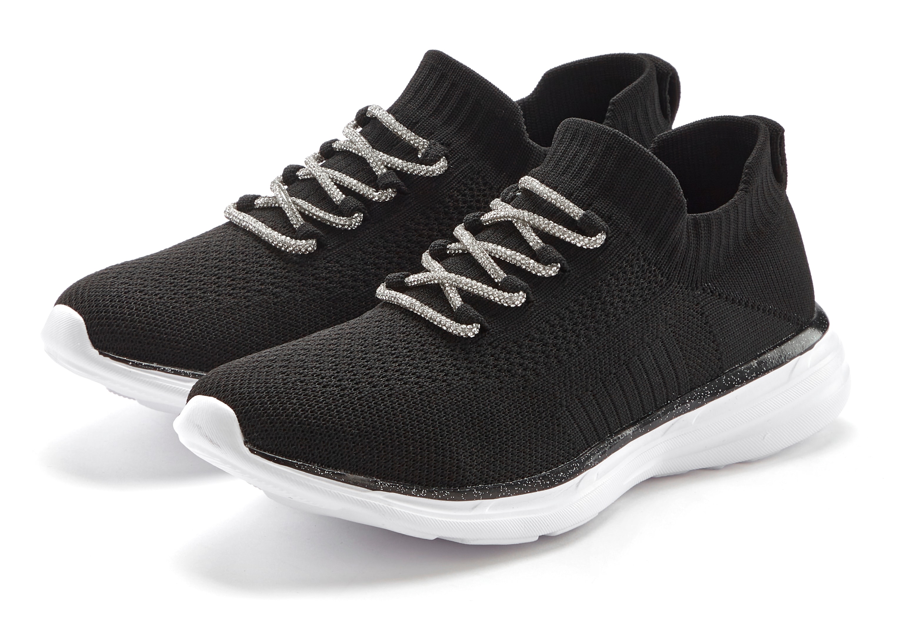 LASCANA Sneaker "Slip-On-Sneaker, Slipper, Freizeitschuh," mit modischer Glitzerschnürung VEGAN