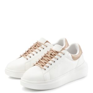 LASCANA Sneaker "Freizeitschuhe, Halbschuhe, Slip-On-Sneaker, Metallicdetails," mit elastischen Schnürbändern & leichter Plateausohle VEGAN