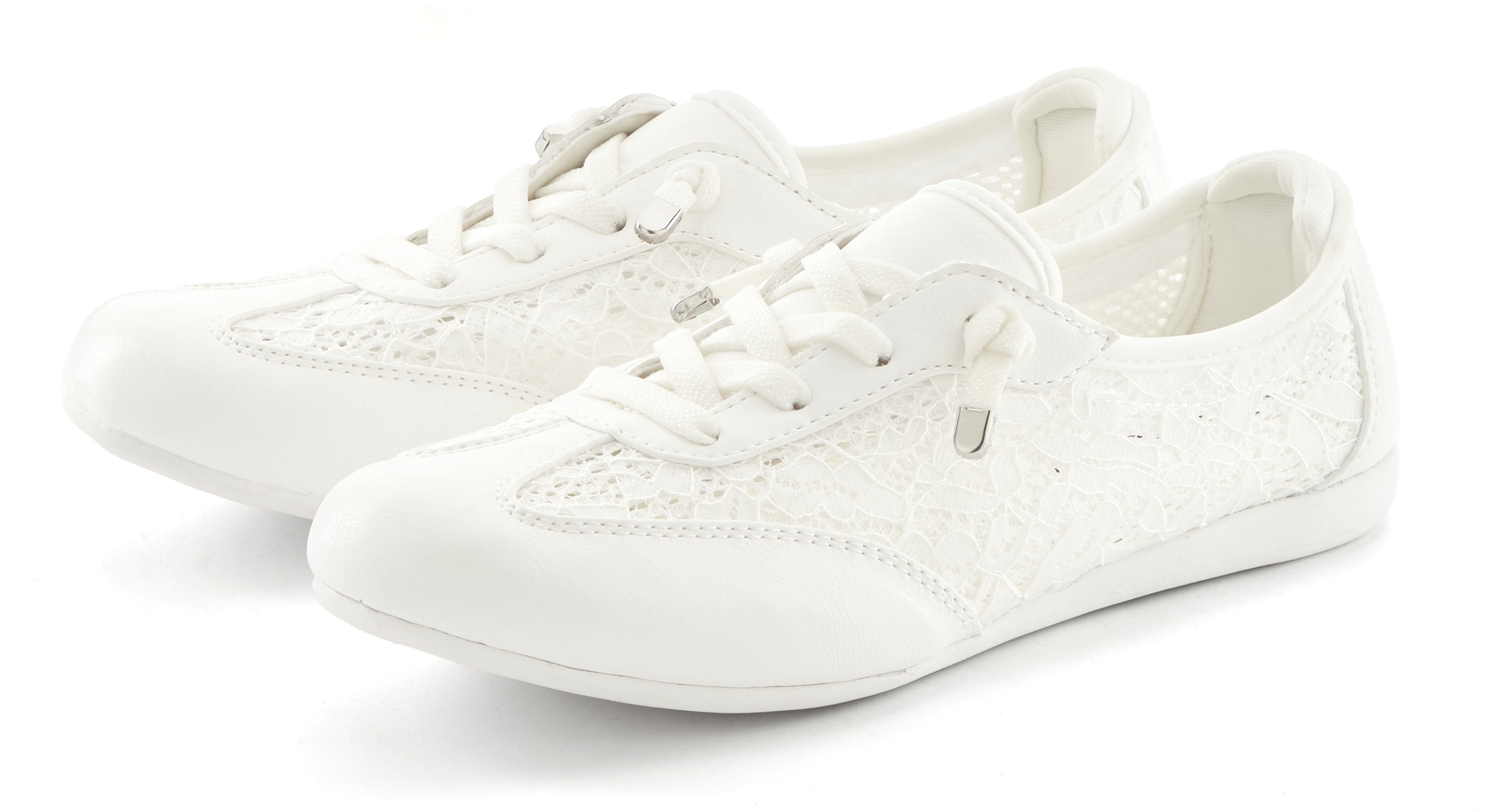 LASCANA Sneaker "Freizeitschuh, Halbschuh, Slip-On-Sneaker," mit modischen Spitzendetails & herausnehmbarer Innensohle VEGAN