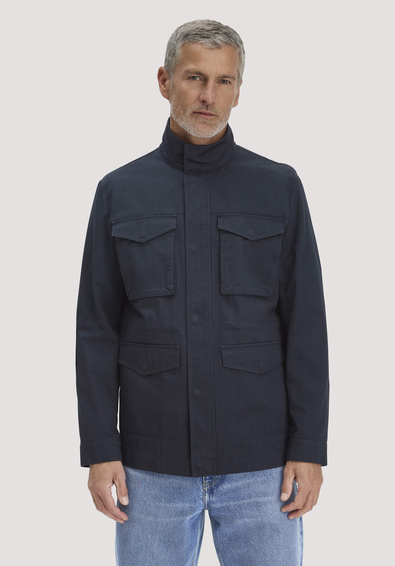 hessnatur Herren Field Jacket Regular NATURE SHELL aus Bio-Baumwolle - blau Größe 52