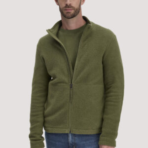 hessnatur Herren Fleece Jacke Slim aus Bio-Baumwolle - grün Größe 56