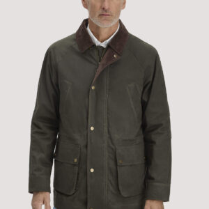 hessnatur Herren Wachsjacke Regular aus Bio-Baumwolle - grün Größe 56