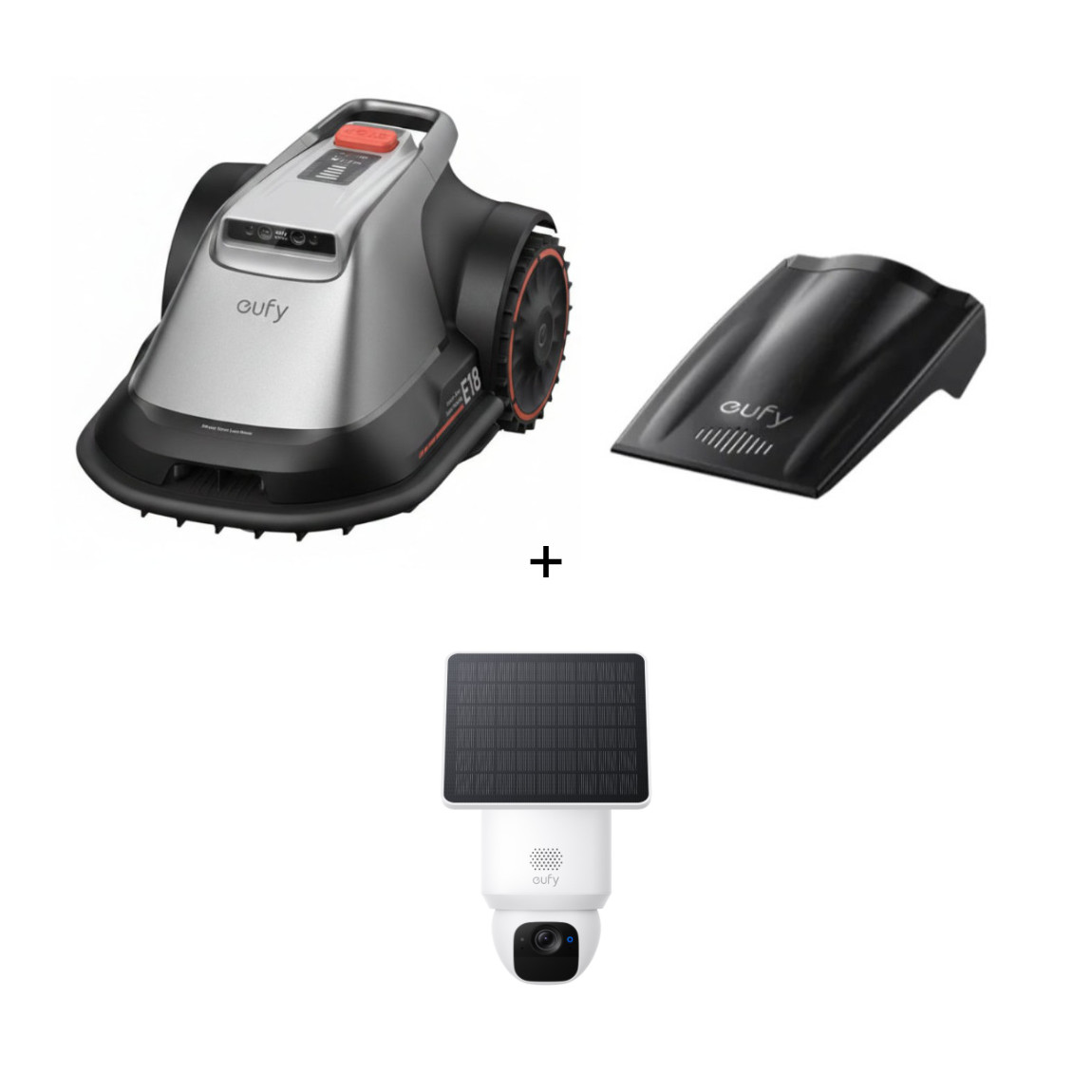 eufy Set - mit Mähroboter E18 bis zu 1200 m² + gratis eufyCam Solo E30 2K Schwenk-Neige Außenkamera