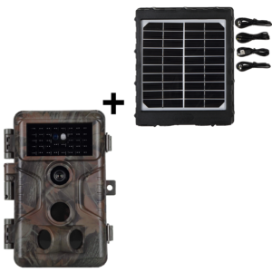 Bundle Wildkamera Wildtierkamera Jagdkamera 64MP 2304*1296p + Solarpanel-Kits 3W 8000mAh 12V/9V/6V Maximale Entfernung bis 90 Füße, 0,1s Auslöserzeit | A323