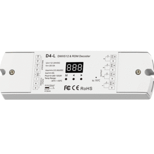 D4-L 4-Kanal DMX512 & RDM Controller 12-24V DC 5A/Kanal max. 20A für RGBW LED Streifen