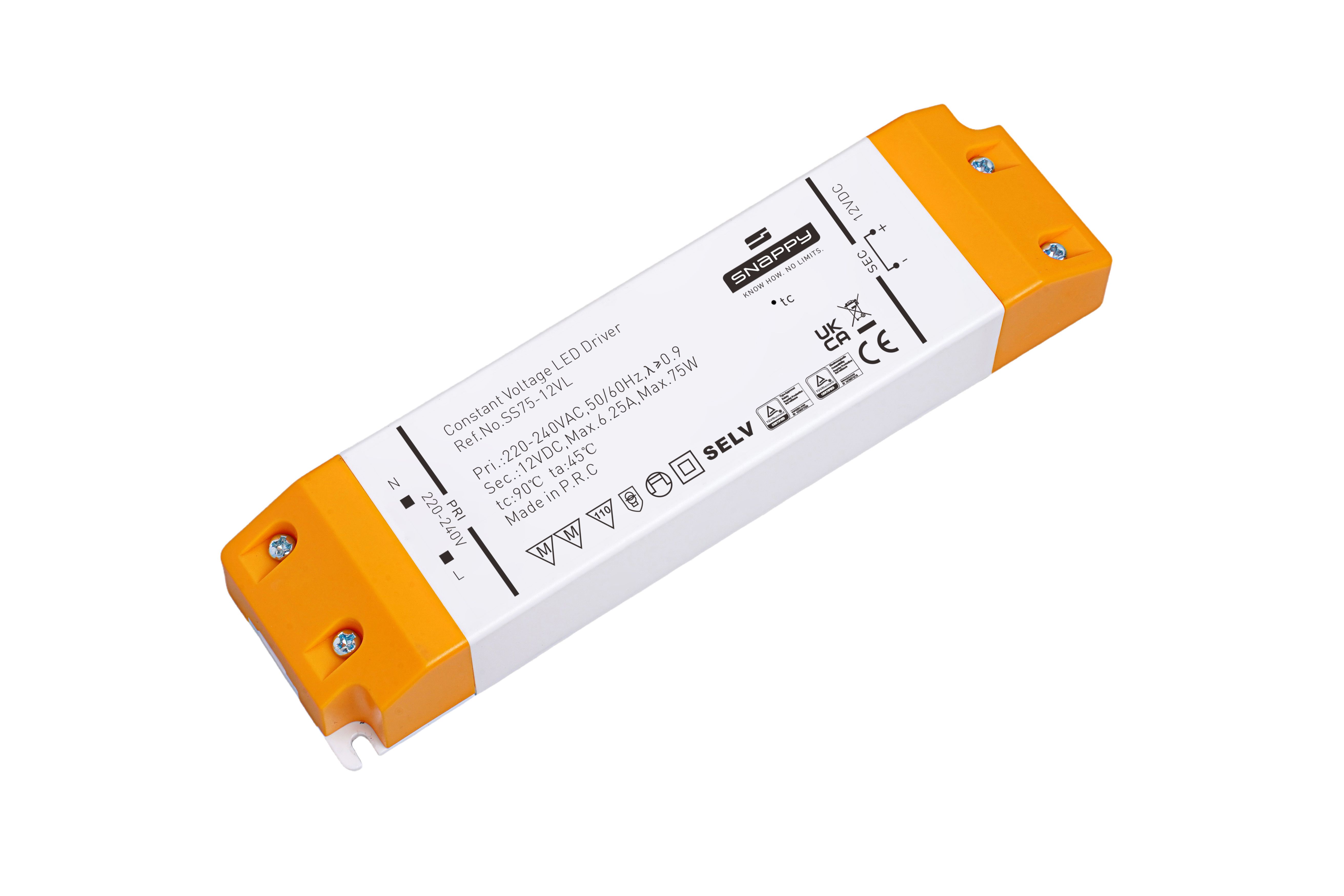 Snappy SS75-24VL – LED Netzteil 24V DC, 75W, Konstantspannung, IP20, PFC ≥ 0,9, TÜV/SELV