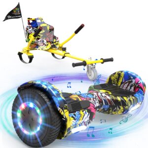EVERCROSS 6,5" Hoverboards mit Sitz, Self Balance Scooter mit Bluetooth & LED, Hover Board mit Hoverkart mit 4Ah Batterie für Kinder Jügen Erwachsen