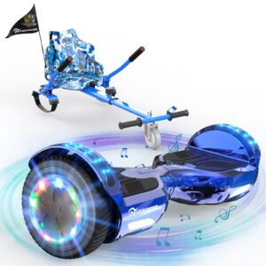EVERCROSS 6,5" Hoverboards mit Sitz, Self Balance Scooter mit Bluetooth & LED, Hover Board mit Hoverkart mit 4Ah Batterie für Kinder Jügen Erwachsen