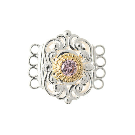 Schließe für Kropfkette 925 Silber Trachtenschmuck rosa