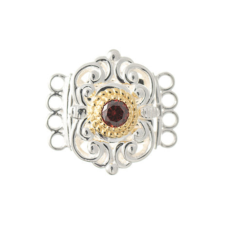 Schließe für Kropfkette 925 Silber Trachtenschmuck rot