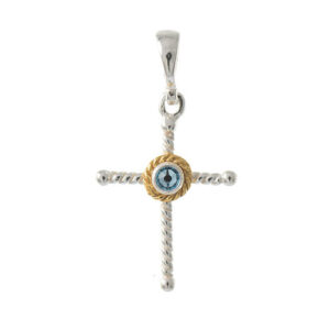 Anhänger 925 Silber Trachtenschmuck Zirkonia hellblau
