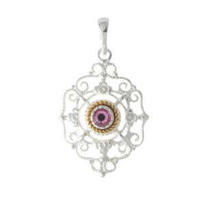 Anhänger 925 Silber Trachtenschmuck Zirkonia pink