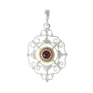 Anhänger 925 Silber Trachtenschmuck Zirkonia rot