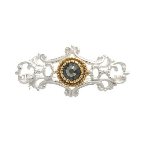 Brosche 925 Silber Trachtenschmuck Zirkonia anthrazit