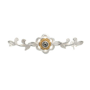 Brosche 925 Silber Trachtenschmuck Zirkonia anthrazit