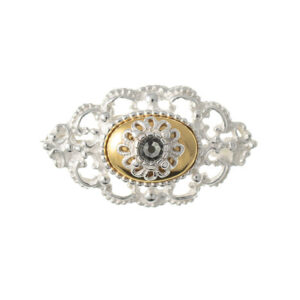 Brosche 925 Silber Trachtenschmuck Zirkonia anthrazit
