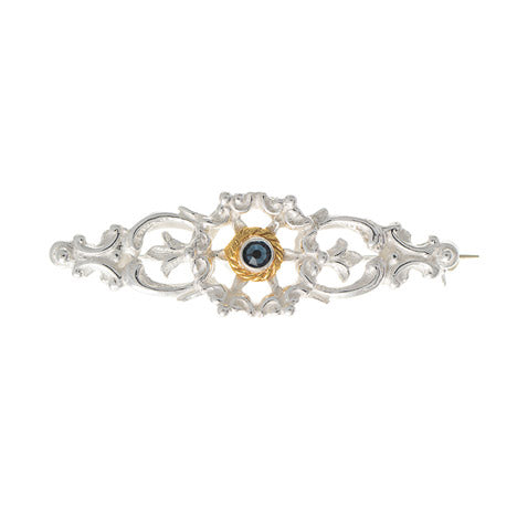 Brosche 925 Silber Trachtenschmuck Zirkonia blau