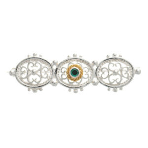 Brosche 925 Silber Trachtenschmuck Zirkonia dunkelgrün