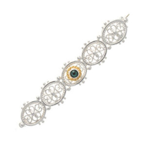 Brosche 925 Silber Trachtenschmuck Zirkonia dunkelgrün