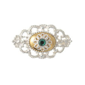 Brosche 925 Silber Trachtenschmuck Zirkonia dunkelgrün