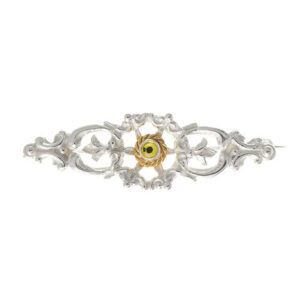 Brosche 925 Silber Trachtenschmuck Zirkonia gelb
