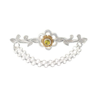 Brosche 925 Silber Trachtenschmuck Zirkonia gelb