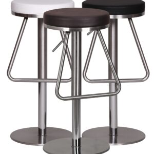 FineBuy Barhocker Edelstahl höhenverstellbare Sitzfläche 54 - 79 cm, Design Barstuhl, Bistrohocker Barsitz Gepolstert, Thekenhocker 360° Drehbar, Tresenstuhl Modern