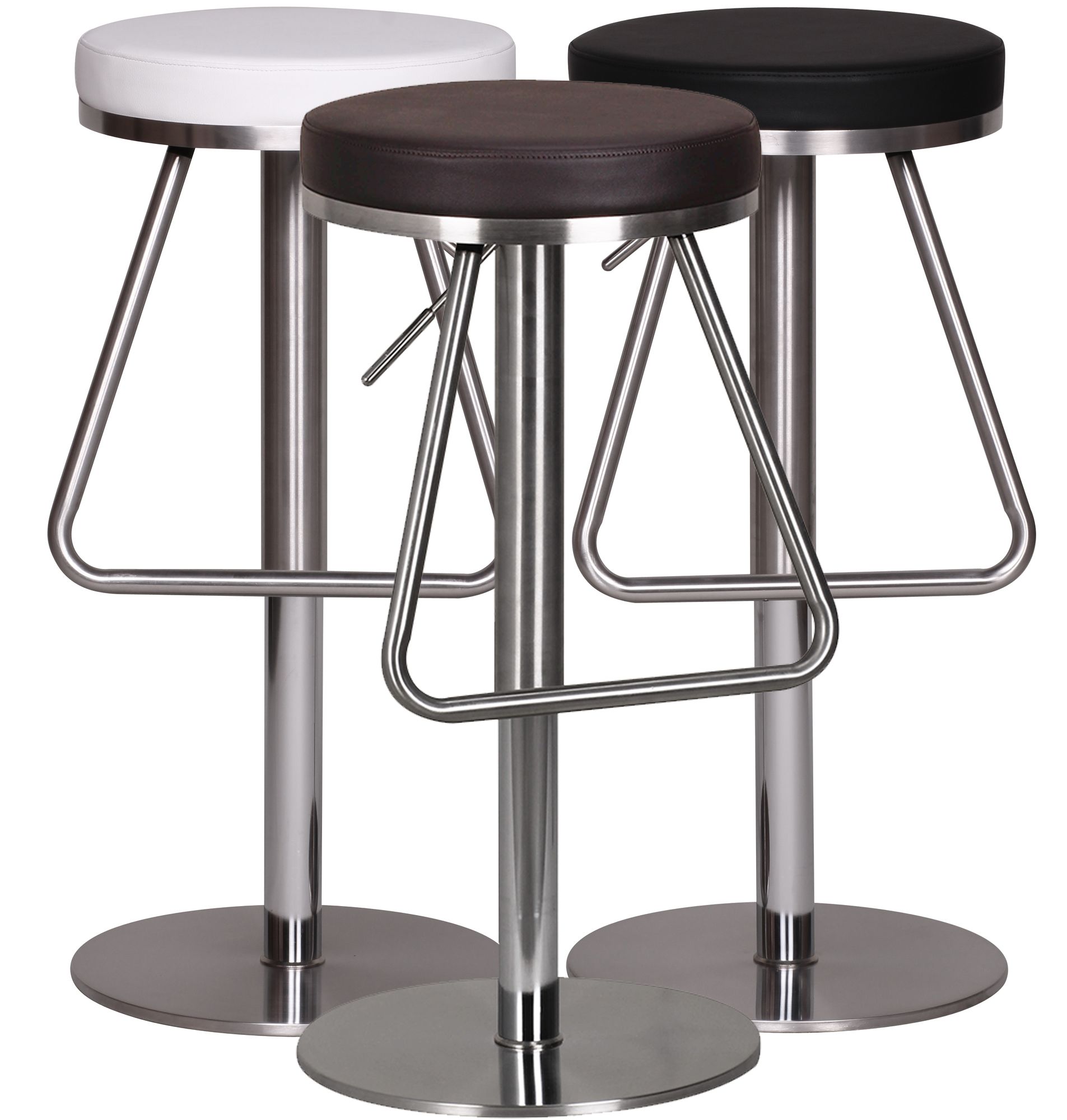 FineBuy Barhocker Edelstahl höhenverstellbare Sitzfläche 54 - 79 cm, Design Barstuhl, Bistrohocker Barsitz Gepolstert, Thekenhocker 360° Drehbar, Tresenstuhl Modern