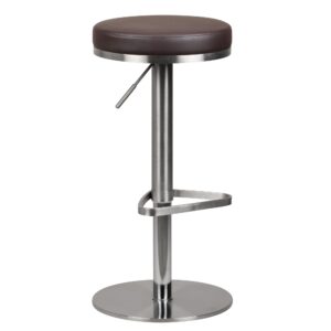 FineBuy Barhocker Edelstahl höhenverstellbare Sitzhöhe 57 - 82 cm, Barstuhl Modern 360° Drehbar, Tresenhocker mit Standfuß, Design Bistrohocker Hoch, Tresenstuhl-Sitz Gepolstert