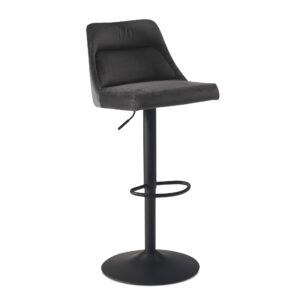 FineBuy Barhocker Samt Hocker mit Lehne 86 - 106 cm, Küchenhocker Höhenverstellbar Modern 100 kg, Design Barstuhl Tresenhocker mit Metall-Trompetenfuß, Bistrohocker Gepolstert