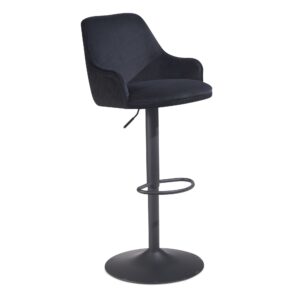 FineBuy Barhocker Samt Hocker mit Lehne 86 - 106 cm, Küchenhocker Höhenverstellbar Modern 100 kg, Barstuhl Tresenhocker mit Metall-Trompetenfuß, Bistrohocker Gepolstert mit Armlehne