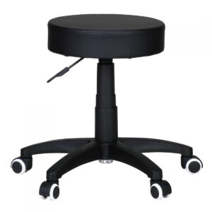 FineBuy Hocker Design Arbeitshocker verstellbar Bezug Kunstleder Schwarz Sitzhocker Rollen Rollhocker gepolstert ohne Lehne Praxishocker auf Rollen Arzthocker Hartbodenrollen höhenverstellbar