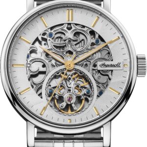 Ingersoll 1892 The Charles Herren-Automatikuhr, 44 mm, mit silbernem Skelettzifferblatt und Edelstahlarmband I05803B