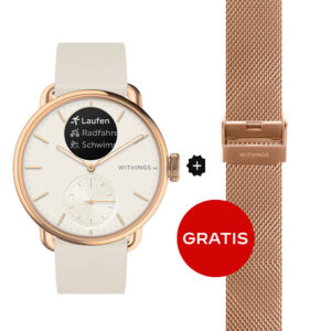Withings ScanWatch 2 - 38mm Sand | Rosegold + Gratis Withings Milanaise Armband Rosé