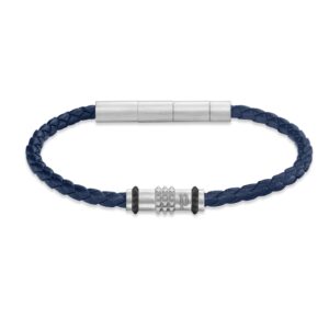 Police Herren Armband Leder Edelstahl Blau - Armbänder Herren Leder - Armband Herren Leder - Armband Leder Herren - Armbänder Herren