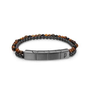 Police Herren Armband Leder Edelstahl Braun Schwarz Tigerauge Beads Herrenarmband Schmuck Armbänder Herren Armband Leder