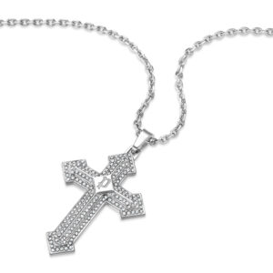 Police Herren Kette Halskette Silber 50 cm Edelstahl Kreuz Anhänger Herrenkette Silber Kette Halskette Herren Schmuck