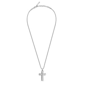Police Herren Kette Kreuz Halskette Silber 50 cm Edelstahl Kette Herrenkette Kreuzkette Halskette Silberkette